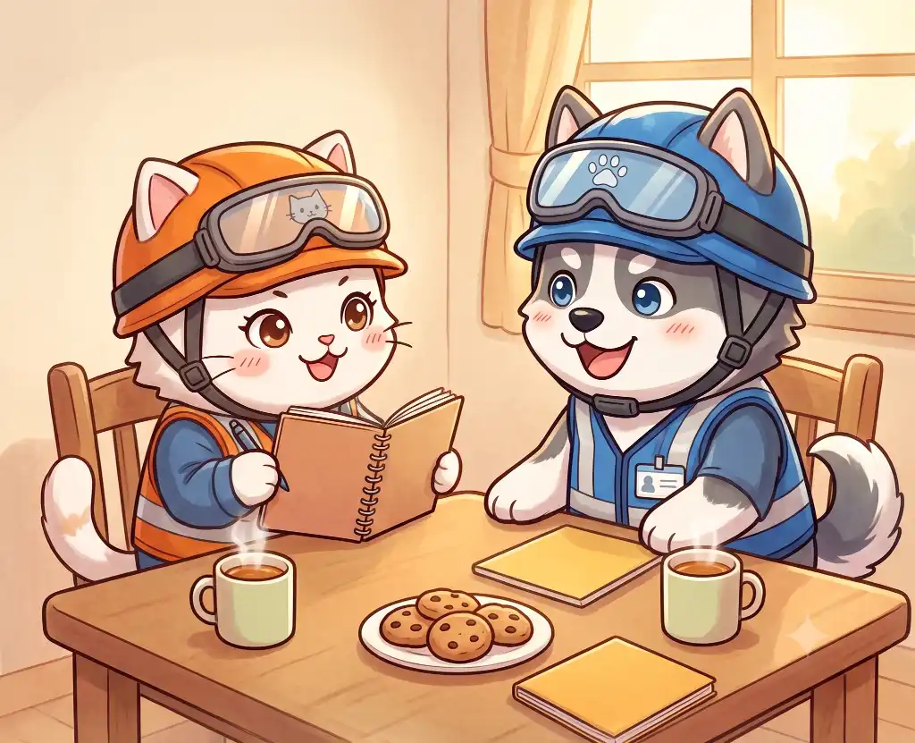 2人1組で通報の練習をしている様子のイラスト
