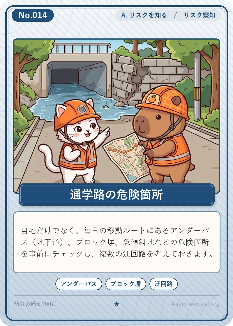 通勤・通学経路上の危険箇所把握のイラスト