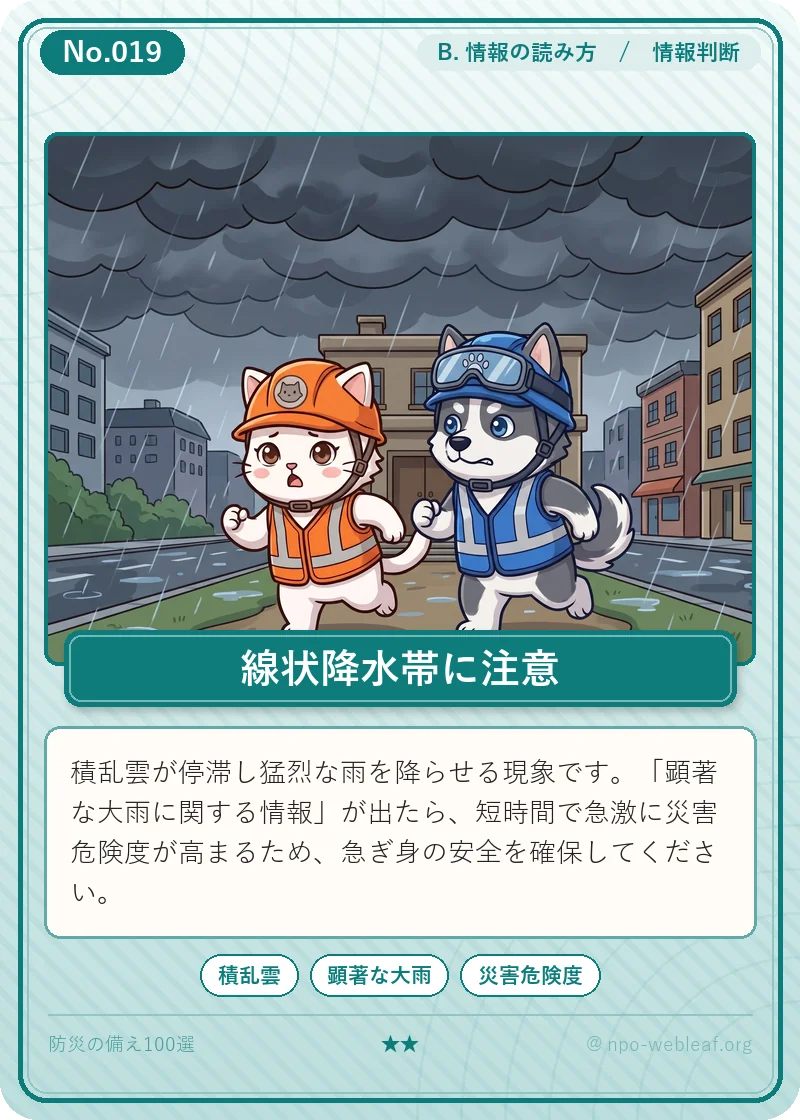 線状降水帯・顕著な大雨情報のイラスト