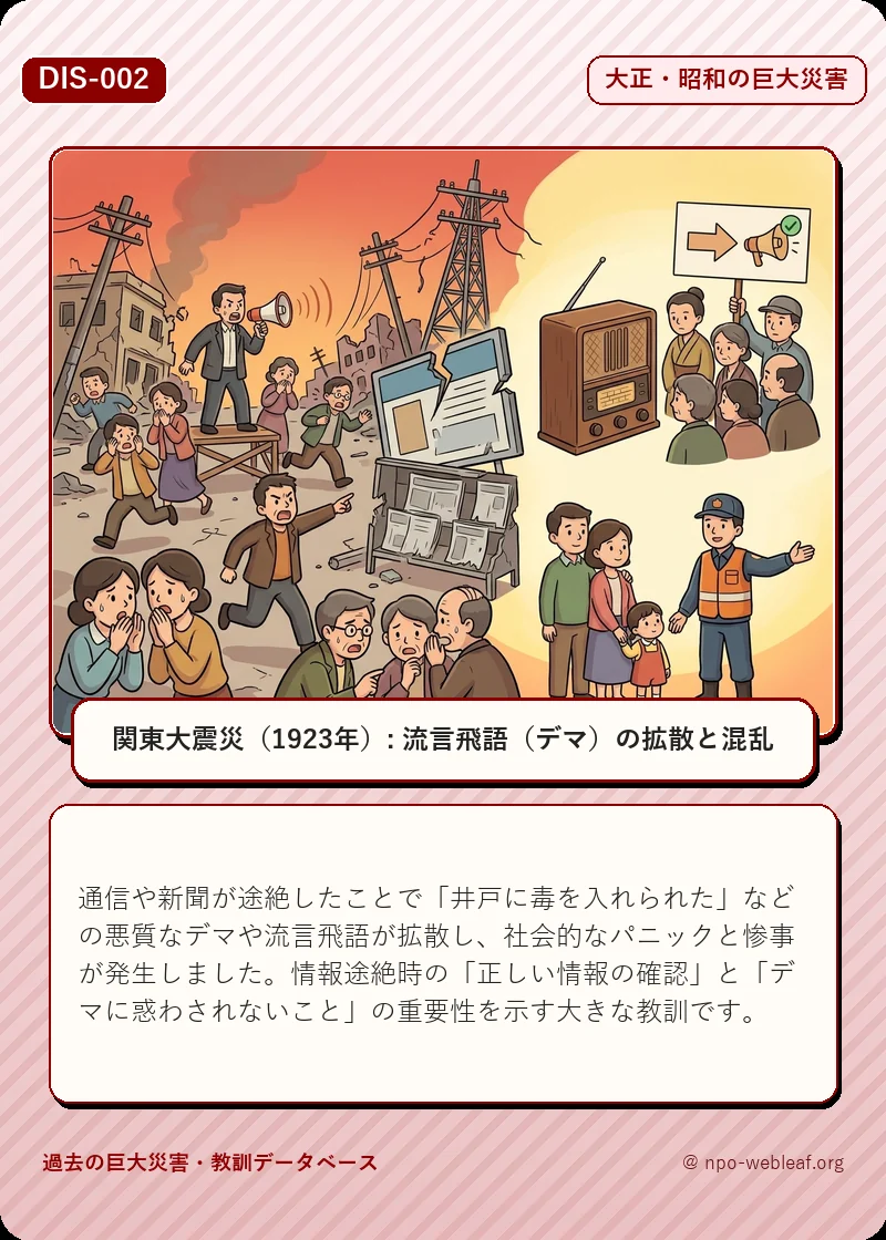 関東大震災（1923年）: 流言飛語（デマ）の拡散と混乱のイラスト