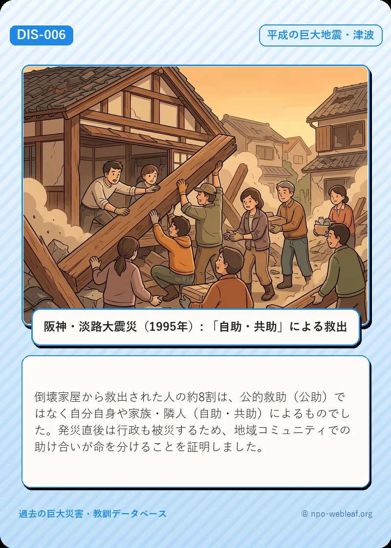 阪神・淡路大震災（1995年）: 「自助・共助」による救出のイラスト