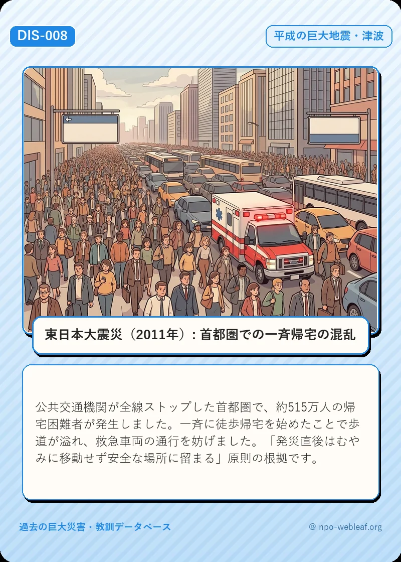 東日本大震災（2011年）: 首都圏での一斉帰宅の混乱のイラスト