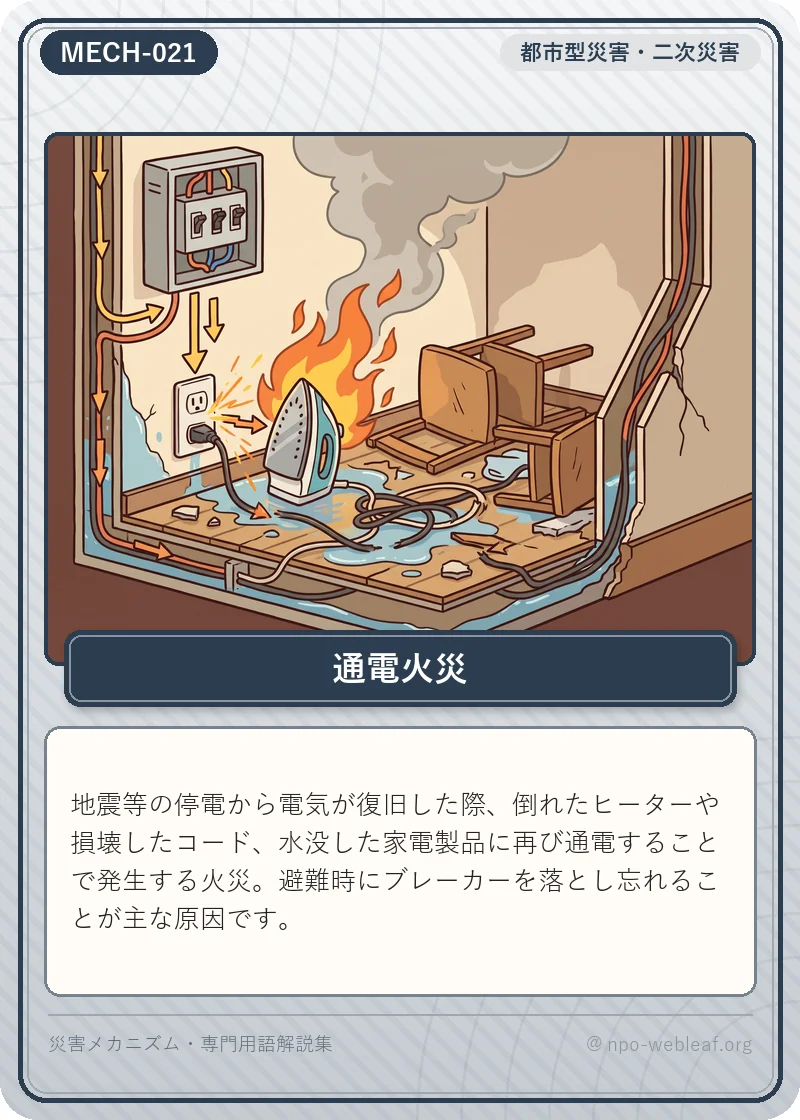 通電火災の図解