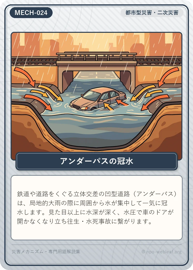 アンダーパスの冠水の図解